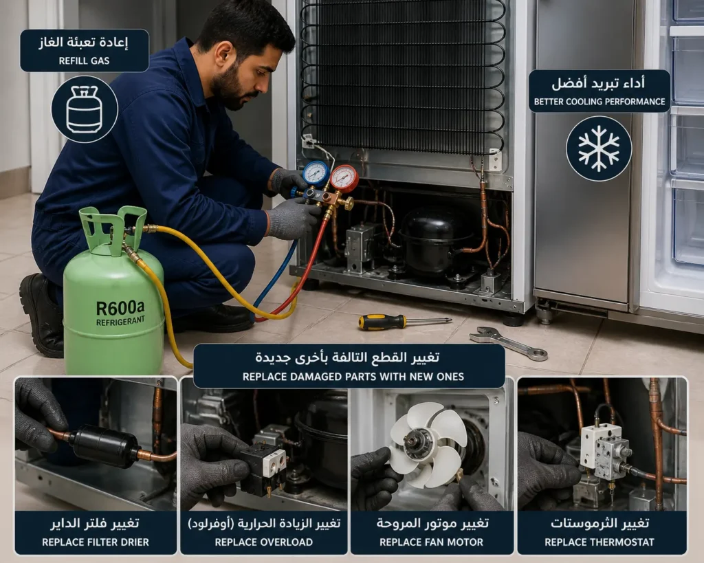 مركز تصليح ثلاجات مشاكل ثلاجات الاسكا أعطال الثلاجات اصلاح اعطال الثلاجات